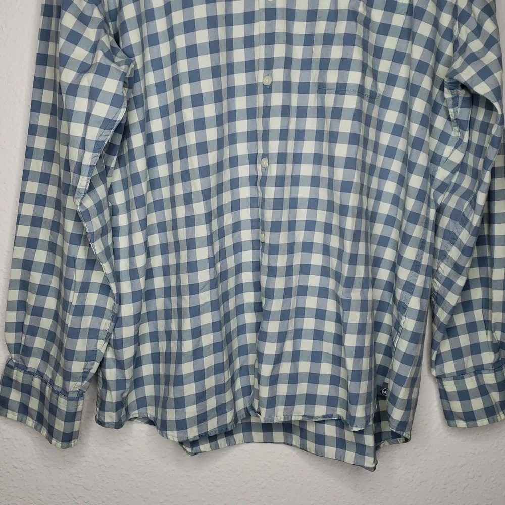 Peter Millar Cotton Silk Button Up Long Sleeve Shirt Size XL Gingham Plaid Logo